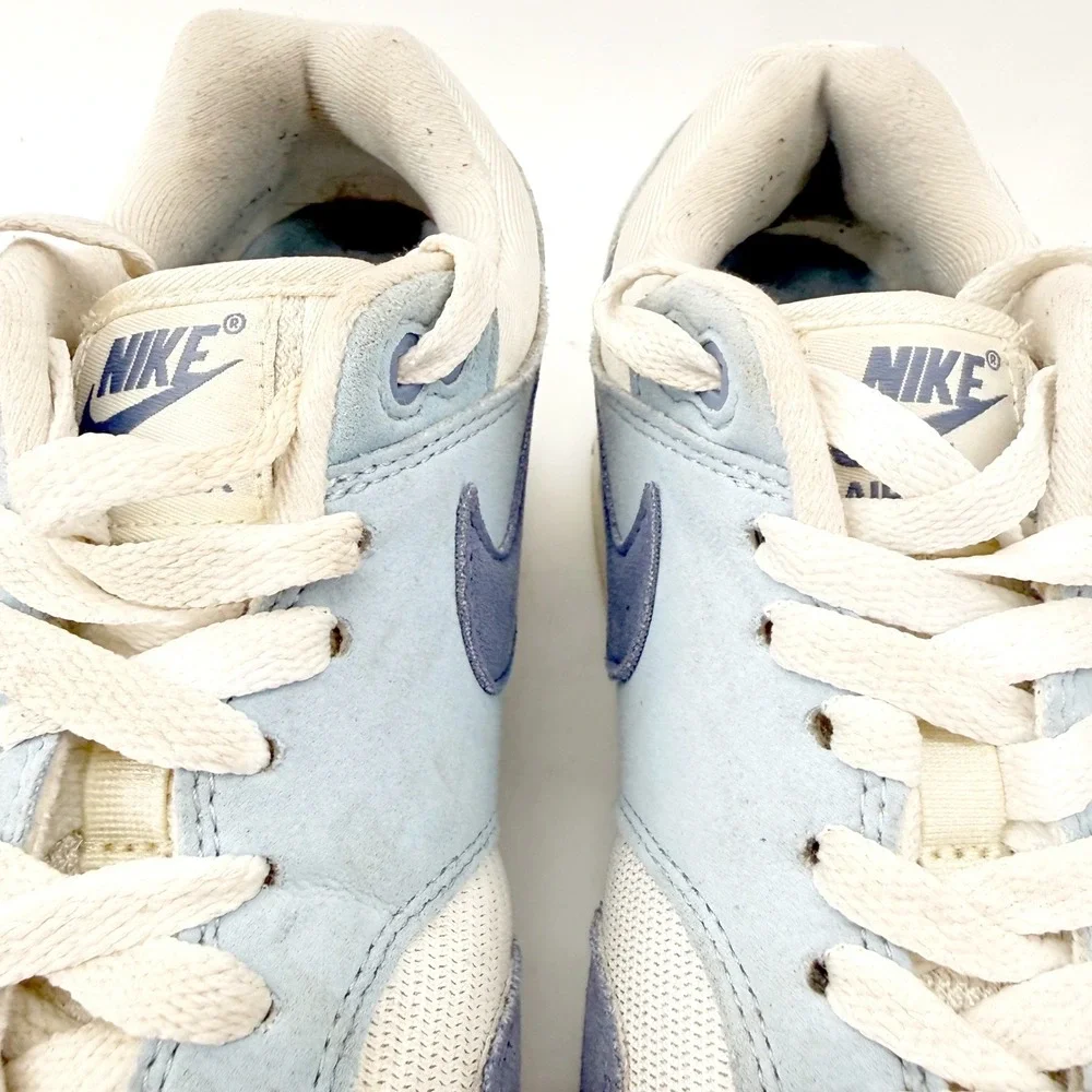 Nike Air Max 1 Men 10 Blue Cream Suede Mesh Retro Running Shoes Lightweight